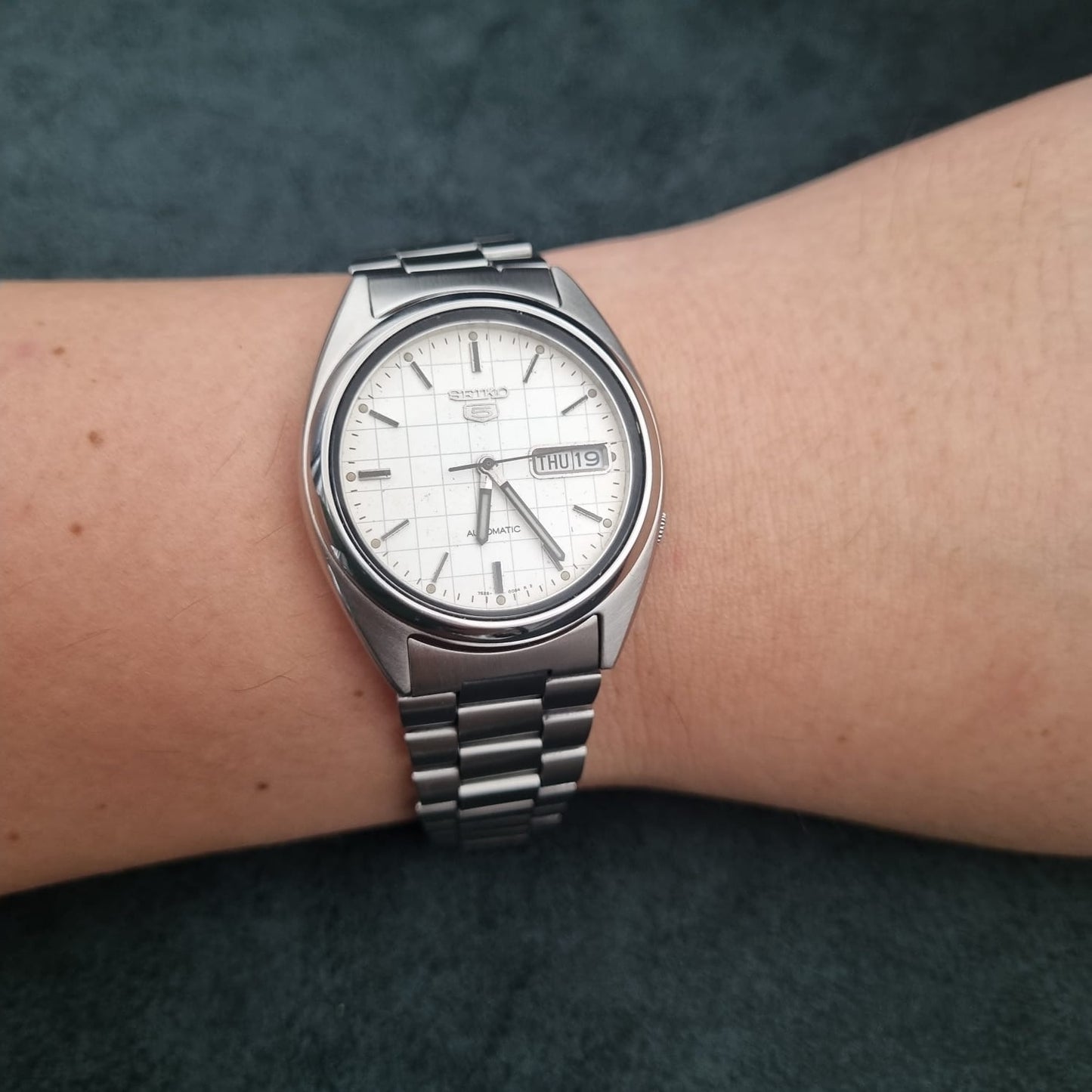 Seiko 5 Automatic SNXF05K1 White Grid Dial