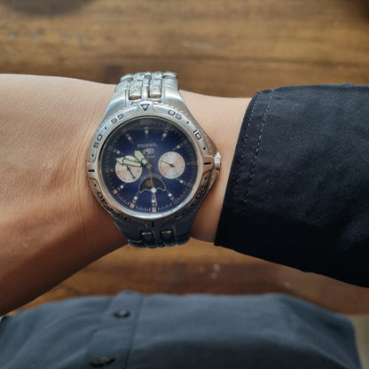 Fossil Blue Moonphase BQ-9138 Blue Sunburst