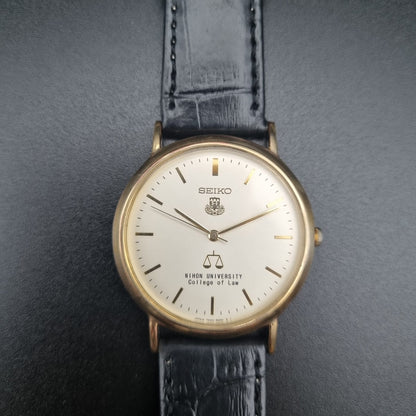Seiko Nihon University College of Law Quartz 7N22-8A20 Gold Plate