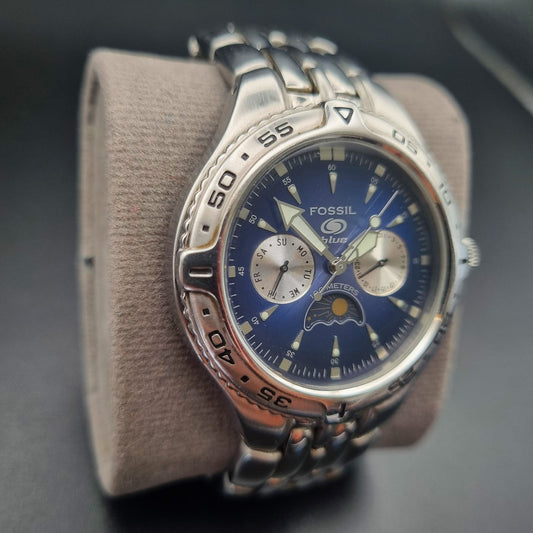 Fossil Blue Moonphase BQ-9138 Blue Sunburst