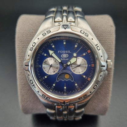 Fossil Blue Moonphase BQ-9138 Blue Sunburst