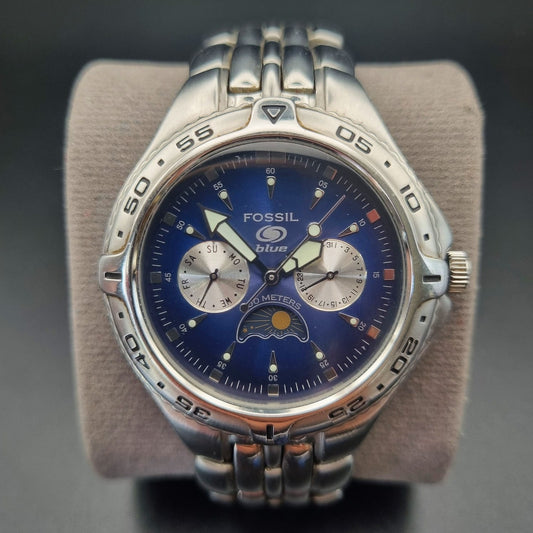 Fossil Blue Moonphase BQ-9138 Blue Sunburst