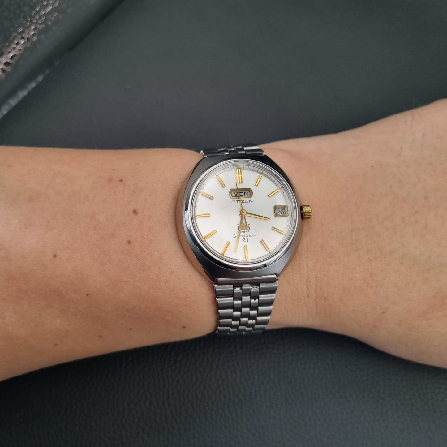 Citizen Crystal Seven 21 Automatic Vintage ACSG 52904A Silver Sunburst