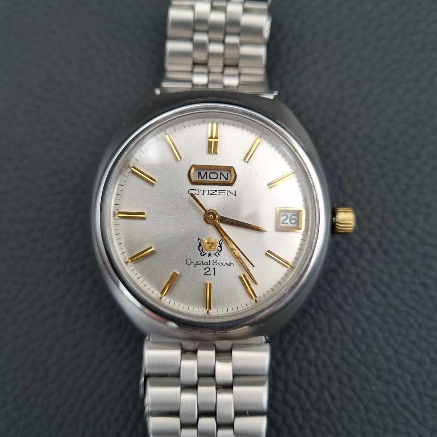 Citizen Crystal Seven 21 Automatic Vintage ACSG 52904A Silver Sunburst