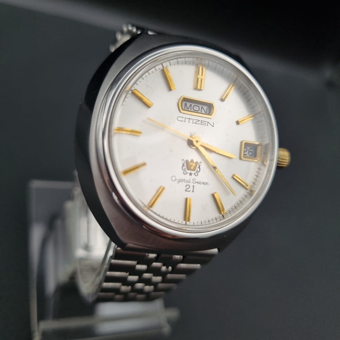 Citizen Crystal Seven 21 Automatic Vintage ACSG 52904A Silver Sunburst