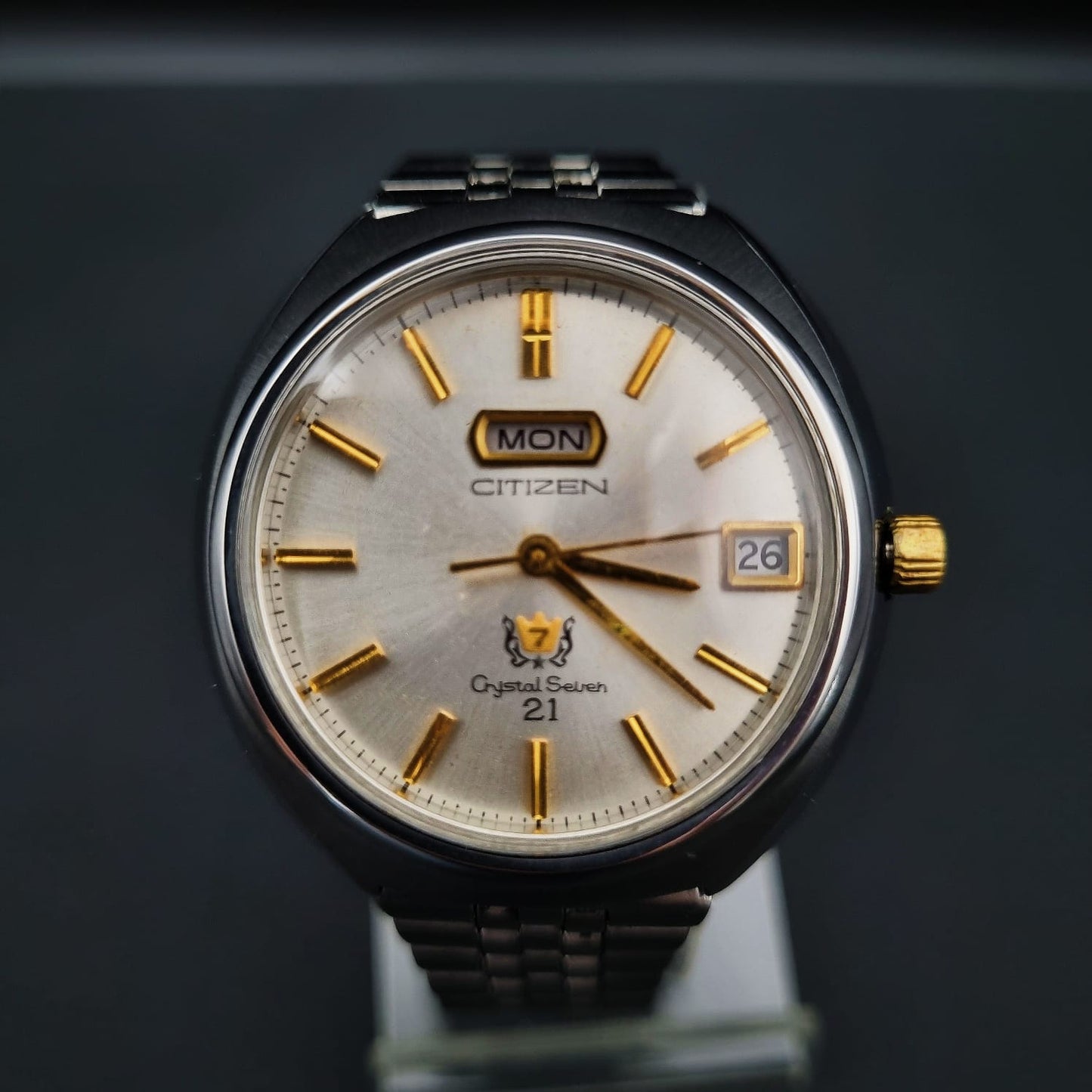 Citizen Crystal Seven 21 Automatic Vintage ACSG 52904A Silver Sunburst