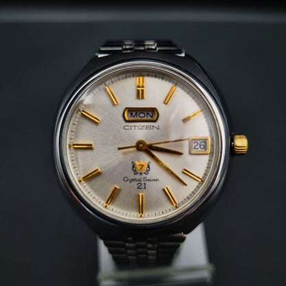 Citizen Crystal Seven 21 Automatic Vintage ACSG 52904A Silver Sunburst