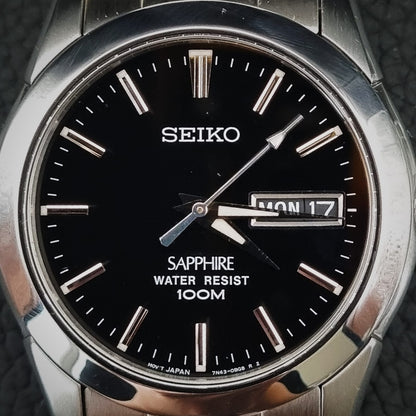 Seiko Sapphire Quartz 7N43-0AR0 Black Dial