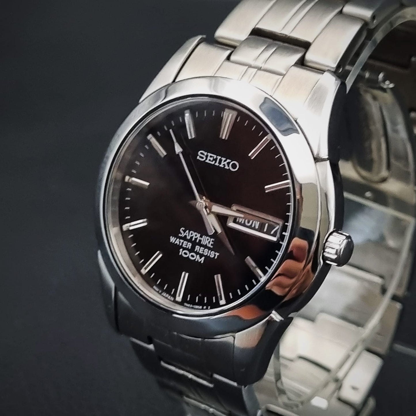 Seiko Sapphire Quartz 7N43-0AR0 Black Dial