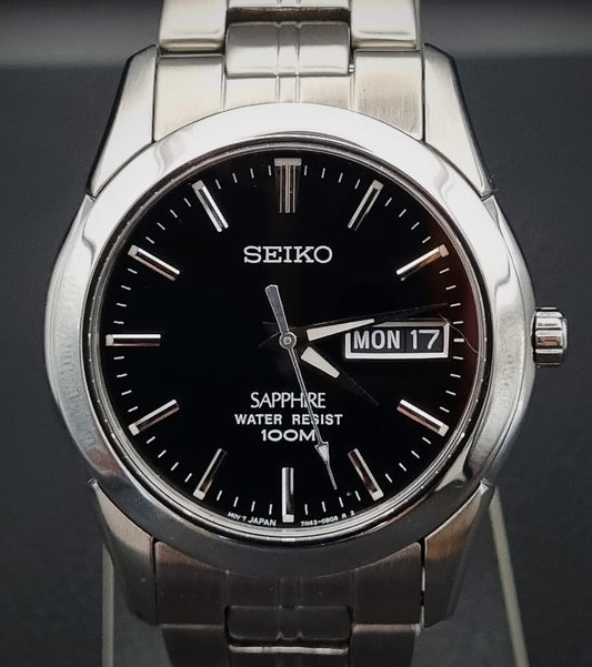 Seiko Sapphire Quartz 7N43-0AR0 Black Dial