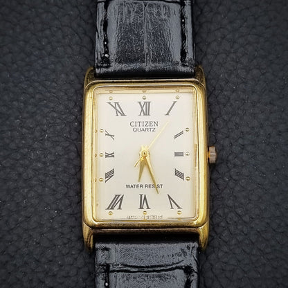 Citizen Quartz Tank Vintage 1032-k14765 Gold Base Metal