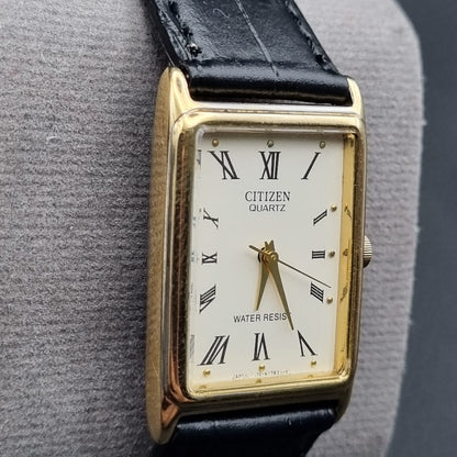 Citizen Quartz Tank Vintage 1032-k14765 Gold Base Metal