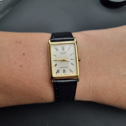 Citizen Quartz Tank Vintage 1032-k14765 Gold Base Metal