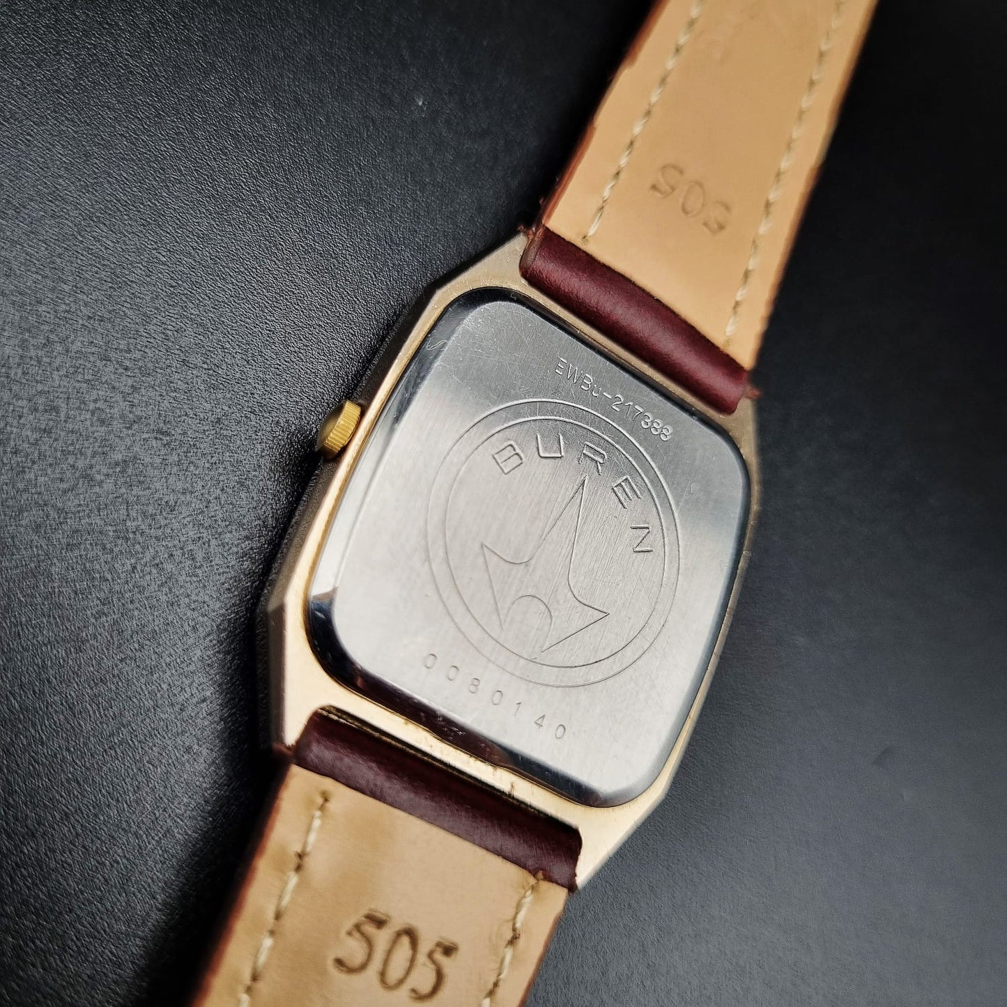 Buren Swiss Faceted Quartz BU-217388 Gold Tone