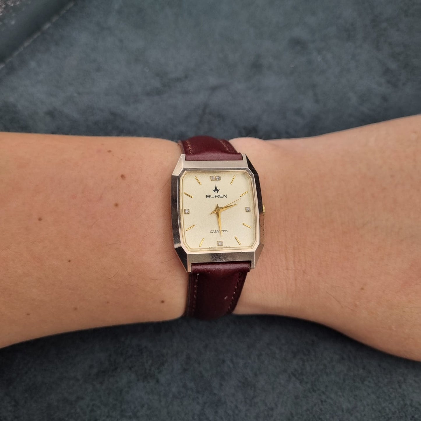 Buren Swiss Faceted Quartz BU-217388 Gold Tone