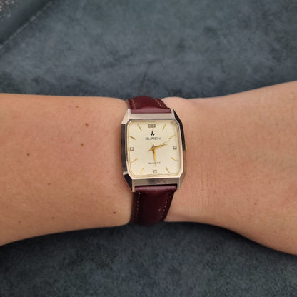 Buren Swiss Faceted Quartz BU-217388 Gold Tone