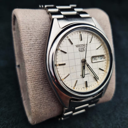 Seiko 5 Automatic SNXF05K1 White Grid Dial