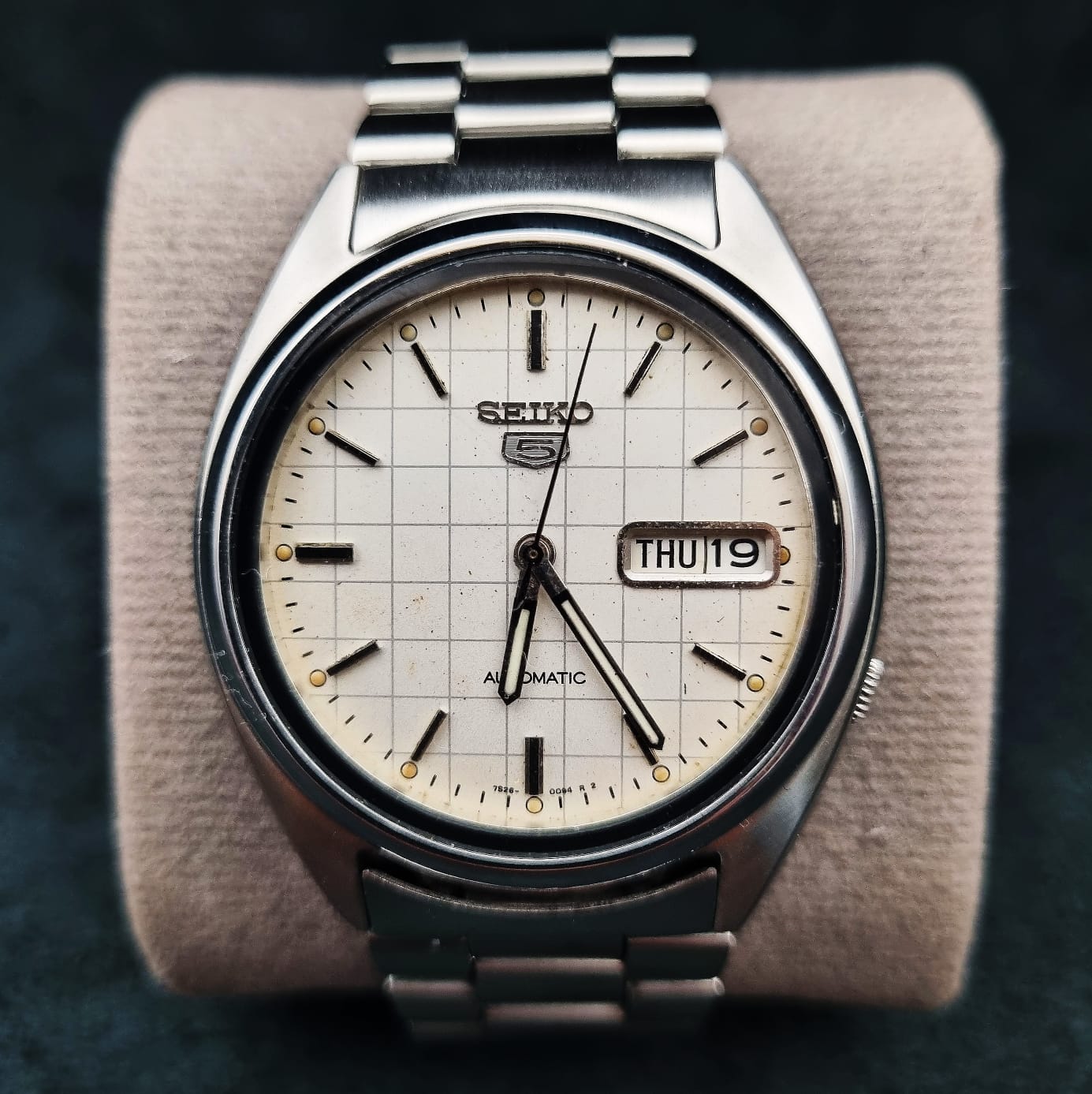 Seiko 5 Automatic SNXF05K1 White Grid Dial