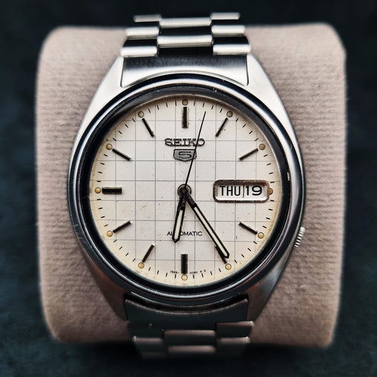Seiko 5 Automatic SNXF05K1 White Grid Dial