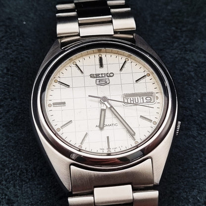 Seiko 5 Automatic SNXF05K1 White Grid Dial