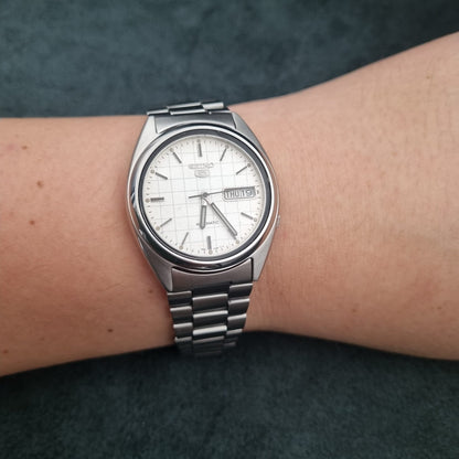 Seiko 5 Automatic SNXF05K1 White Grid Dial