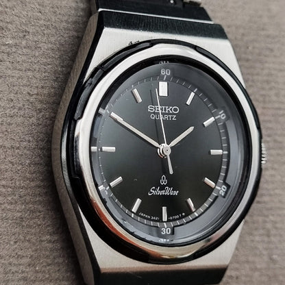 Seiko Silverwave Quartz 3421-0120 Rare Vintage Black Dial