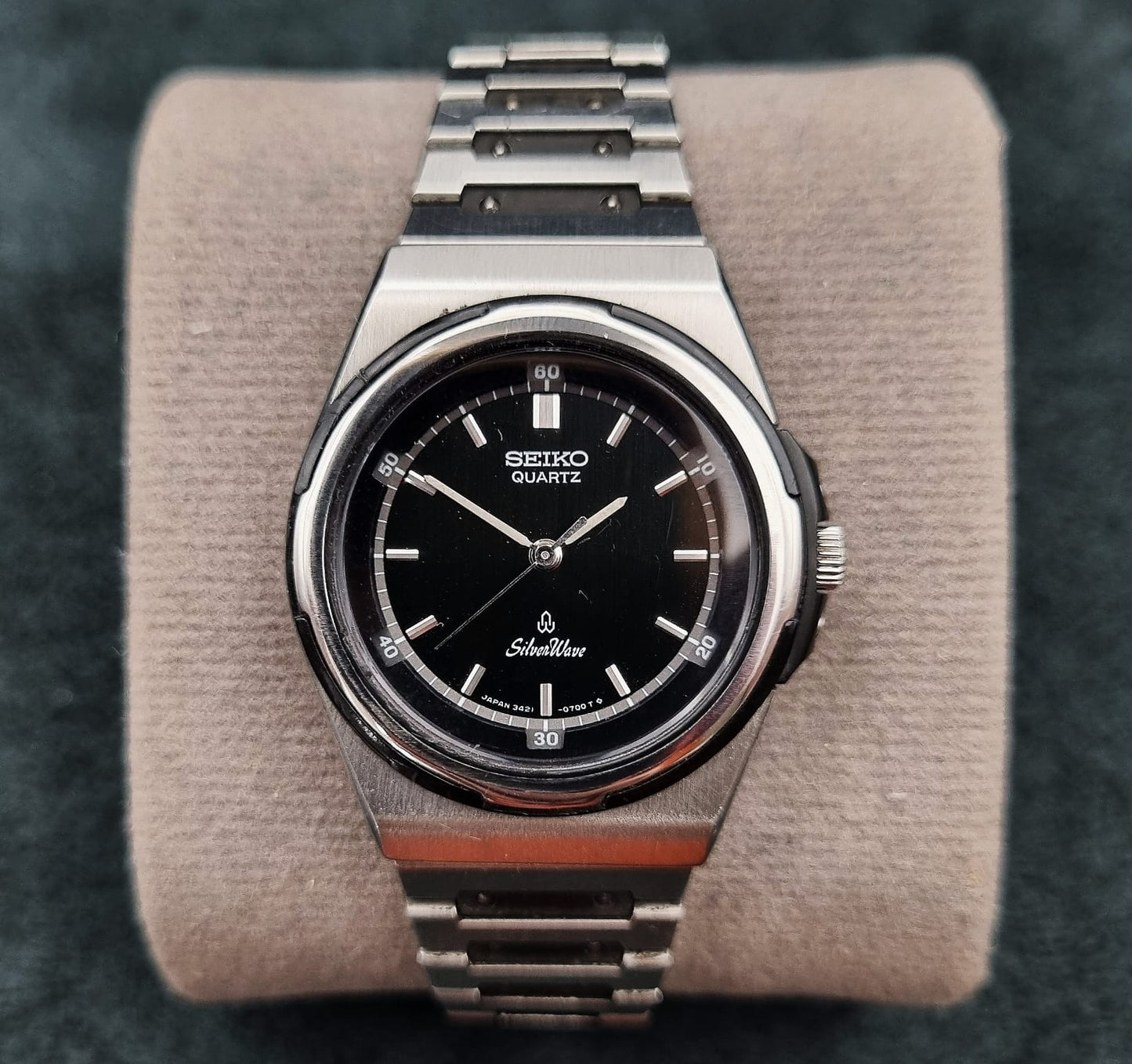 Seiko Silverwave Quartz 3421-0120 Rare Vintage Black Dial