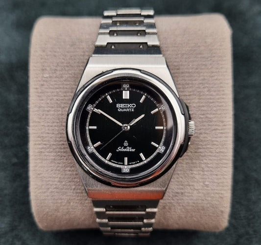 Seiko Silverwave Quartz 3421-0120 Rare Vintage Black Dial