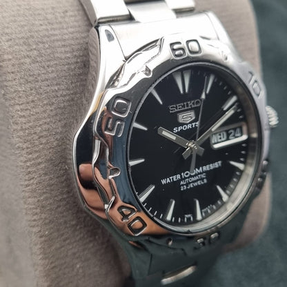 Seiko 5 Sports Automatic 7S36-00A0 Black Dial with Baton Indices