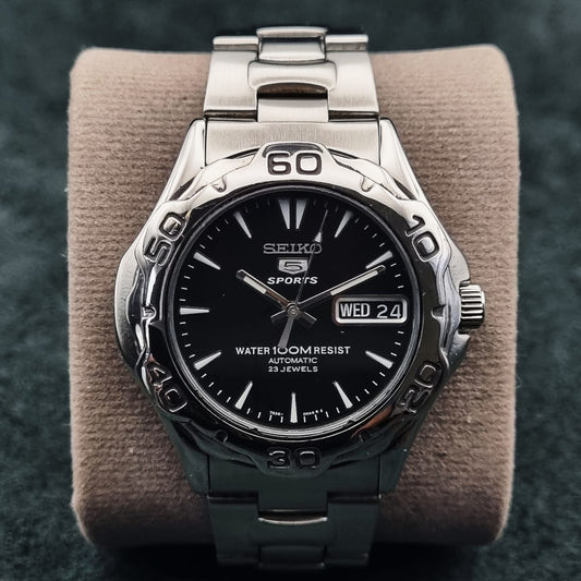 Seiko 5 Sports Automatic 7S36-00A0 Black Dial with Baton Indices