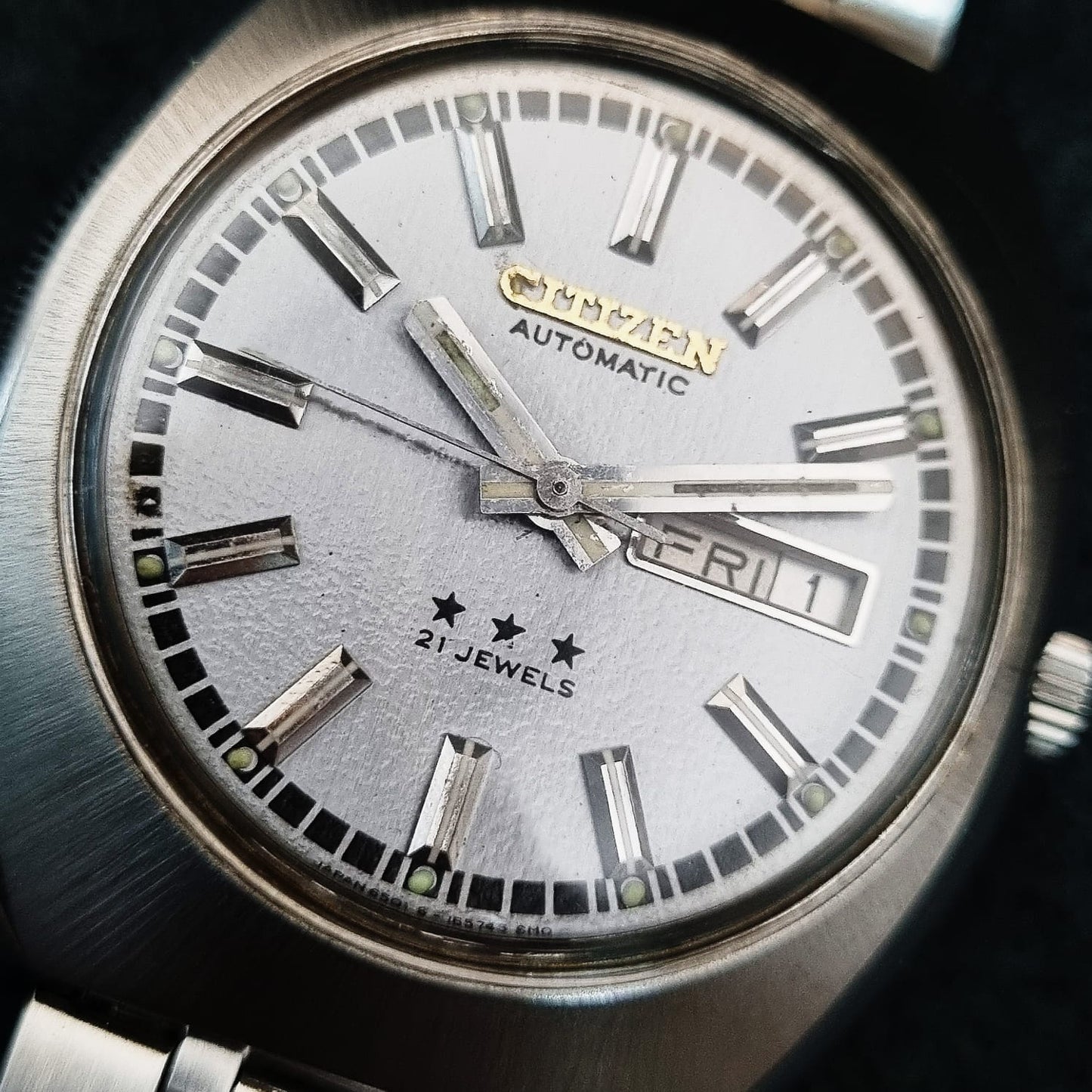 Citizen Automatic Triple Star 71-6073 Sand Textured Grey Dial