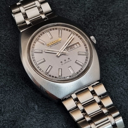 Citizen Automatic Triple Star 71-6073 Sand Textured Grey Dial