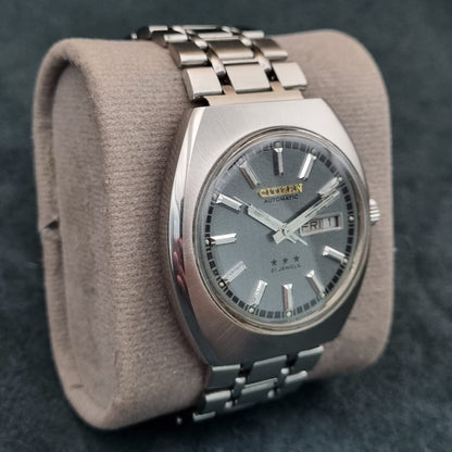 Citizen Automatic Triple Star 71-6073 Sand Textured Grey Dial
