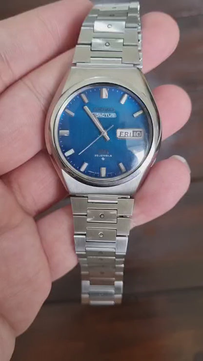 Seiko 5 Actus SS 6106-8760 Cyan Aqua Blue Sunburst Dial